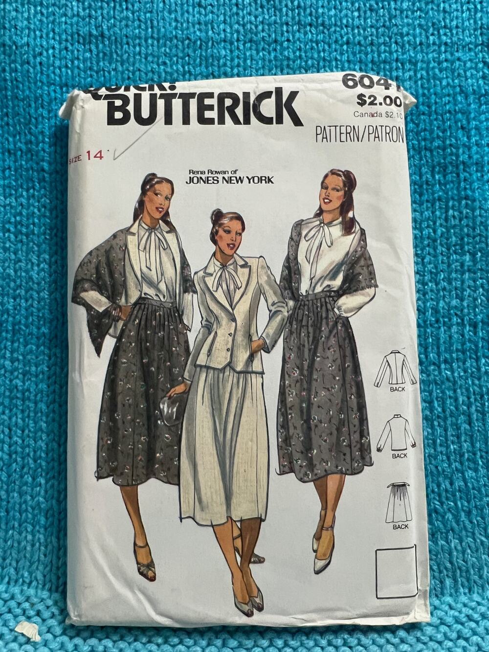 Butterick Sewing pattern 6041 suit A line skirt blazer shawl size 14